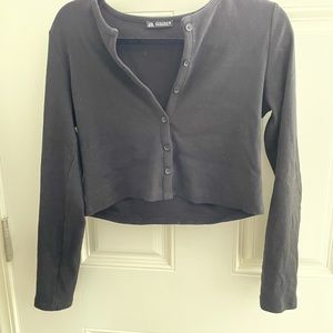 Zara cropped button up sweater